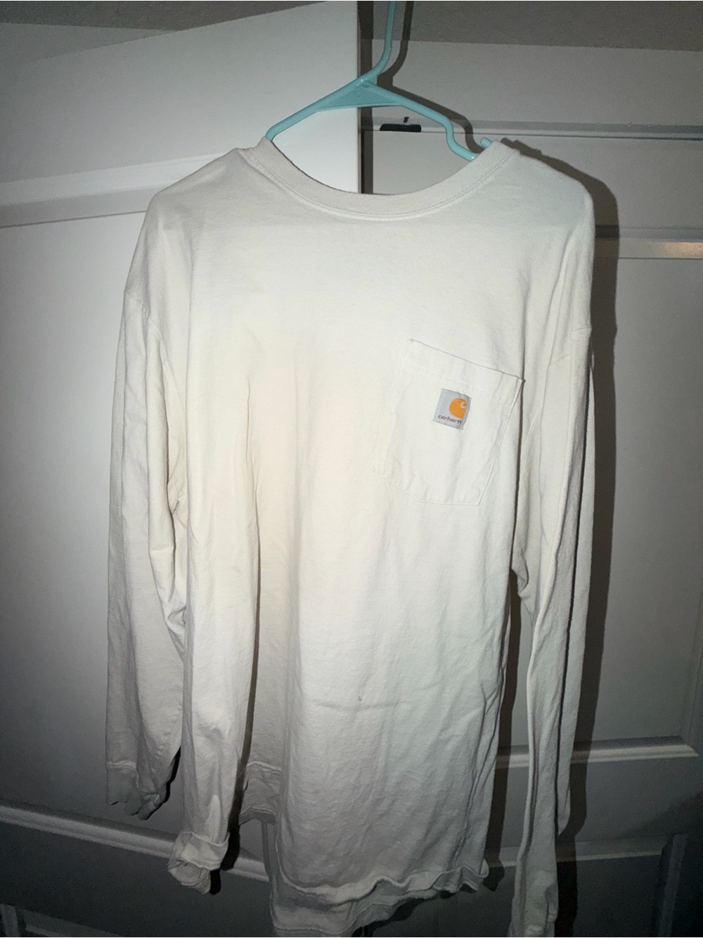 Carhartt Long Sleeve Pocket Tee in Off-White